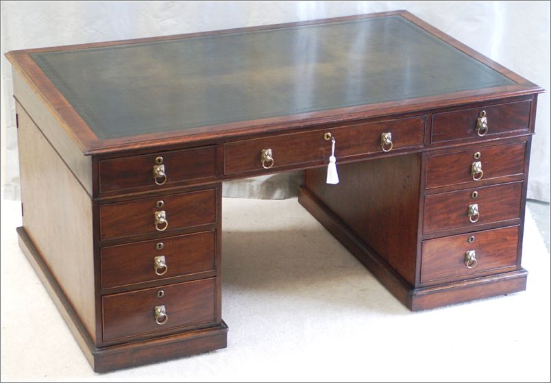 1030 Antique Georgian Mahogany Partners Desk (3)